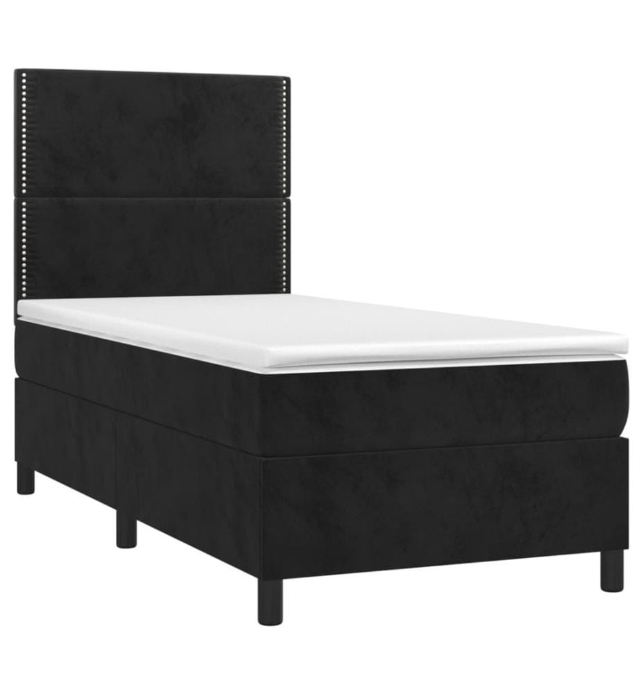Boxspringbett mit Matratze & LED Schwarz 90x190 cm Samt