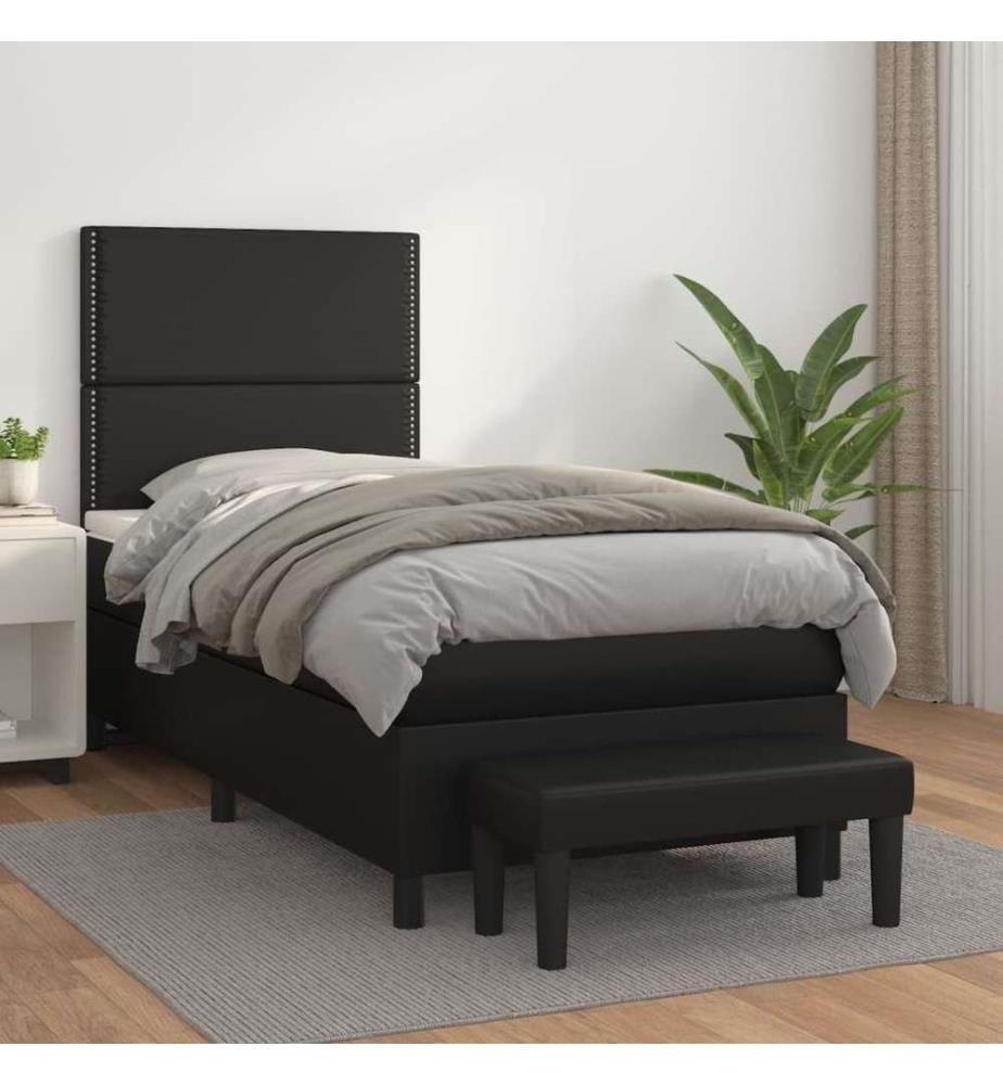 Boxspringbett mit Matratze Schwarz 80x200 cm Kunstleder