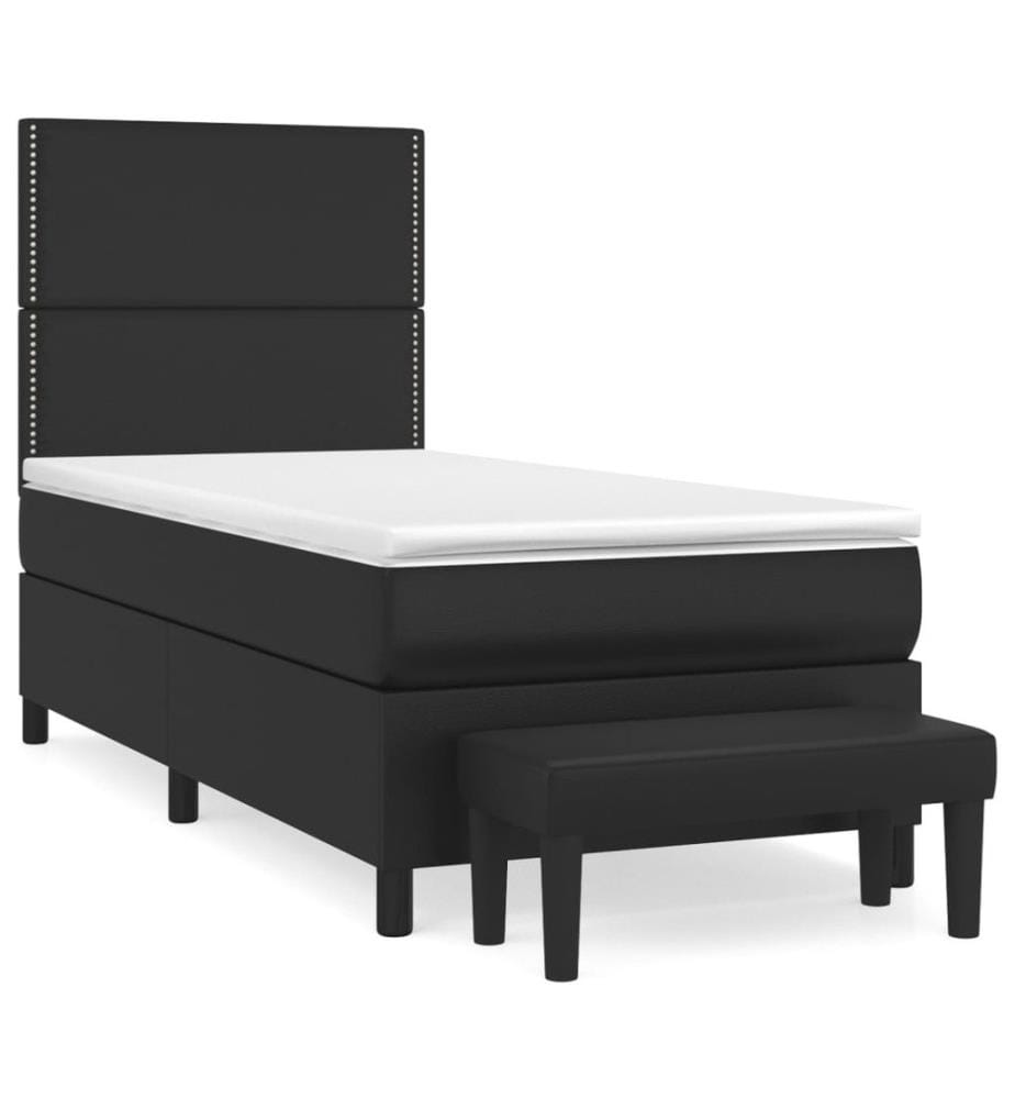 Boxspringbett mit Matratze Schwarz 80x200 cm Kunstleder