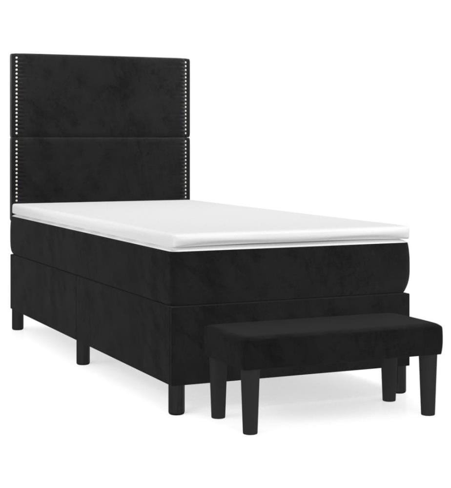 Boxspringbett mit Matratze Schwarz 90x200 cm Samt