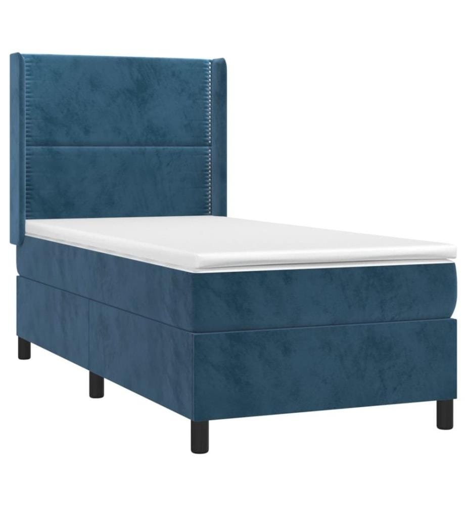 Boxspringbett mit Matratze & LED Dunkelblau 90x200 cm Samt