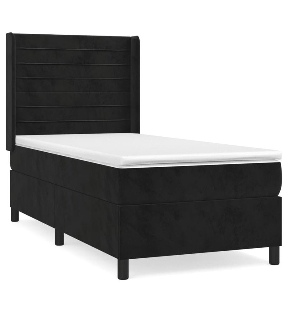 Boxspringbett mit Matratze Schwarz 90x190 cm Samt