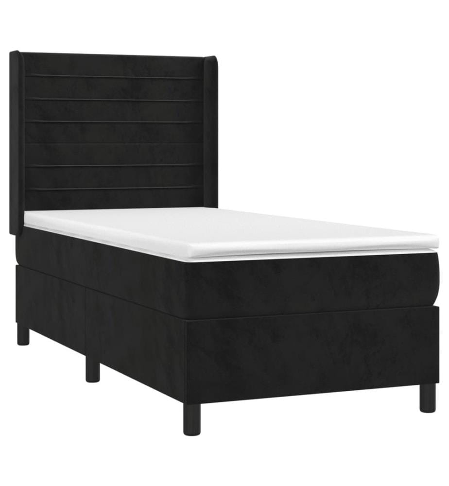 Boxspringbett mit Matratze Schwarz 90x190 cm Samt