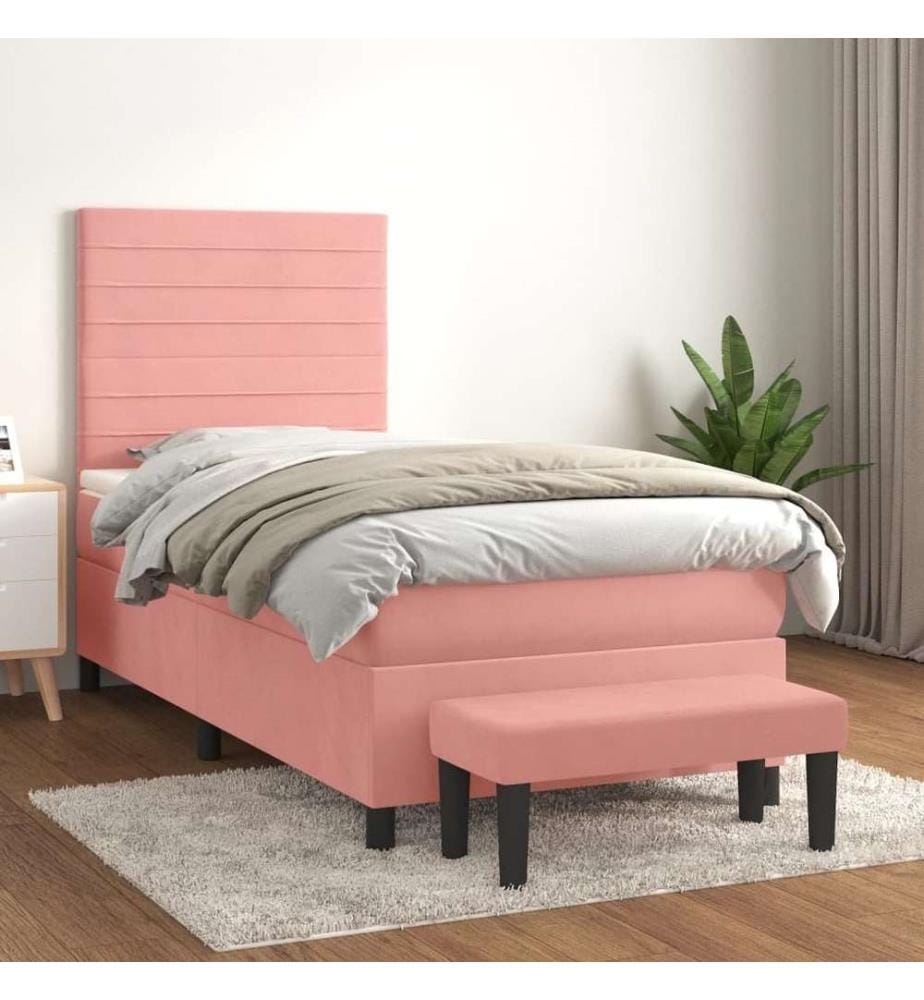 Boxspringbett mit Matratze Rosa 90x200 cm Samt