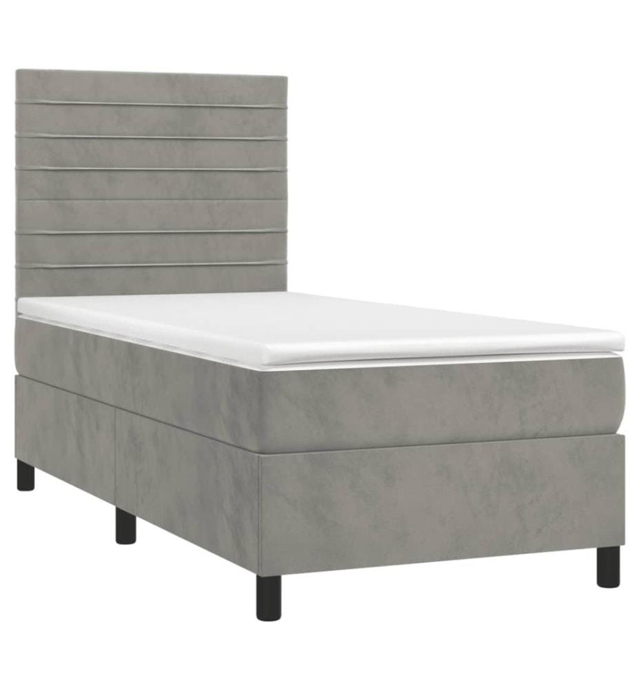 Boxspringbett mit Matratze Hellgrau 90x190 cm Samt
