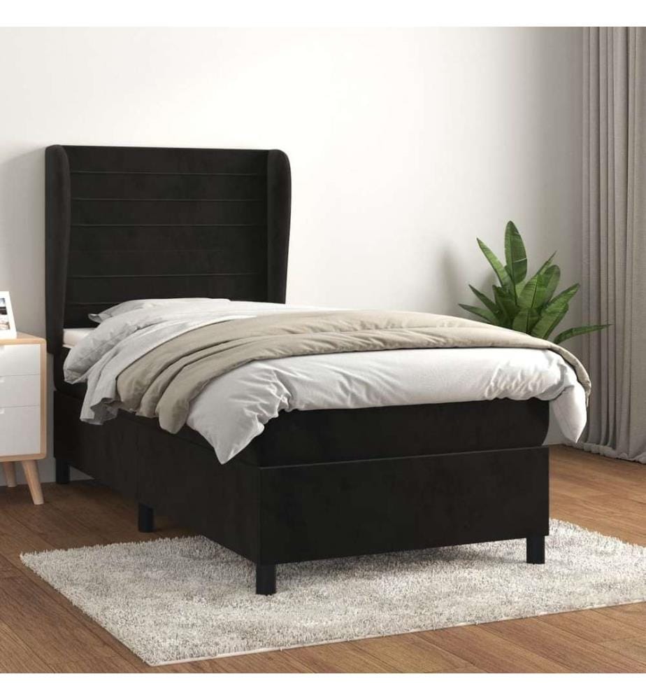Boxspringbett mit Matratze Schwarz 90x200 cm Samt