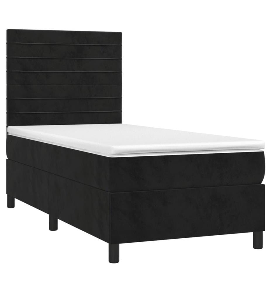 Boxspringbett mit Matratze & LED Schwarz 90x200 cm Samt