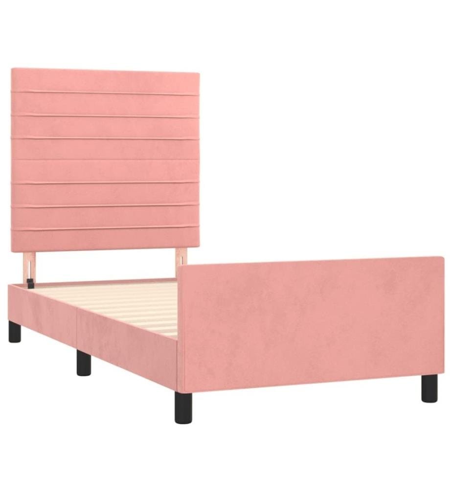 Bettgestell mit Kopfteil Rosa 90x200 cm Samt