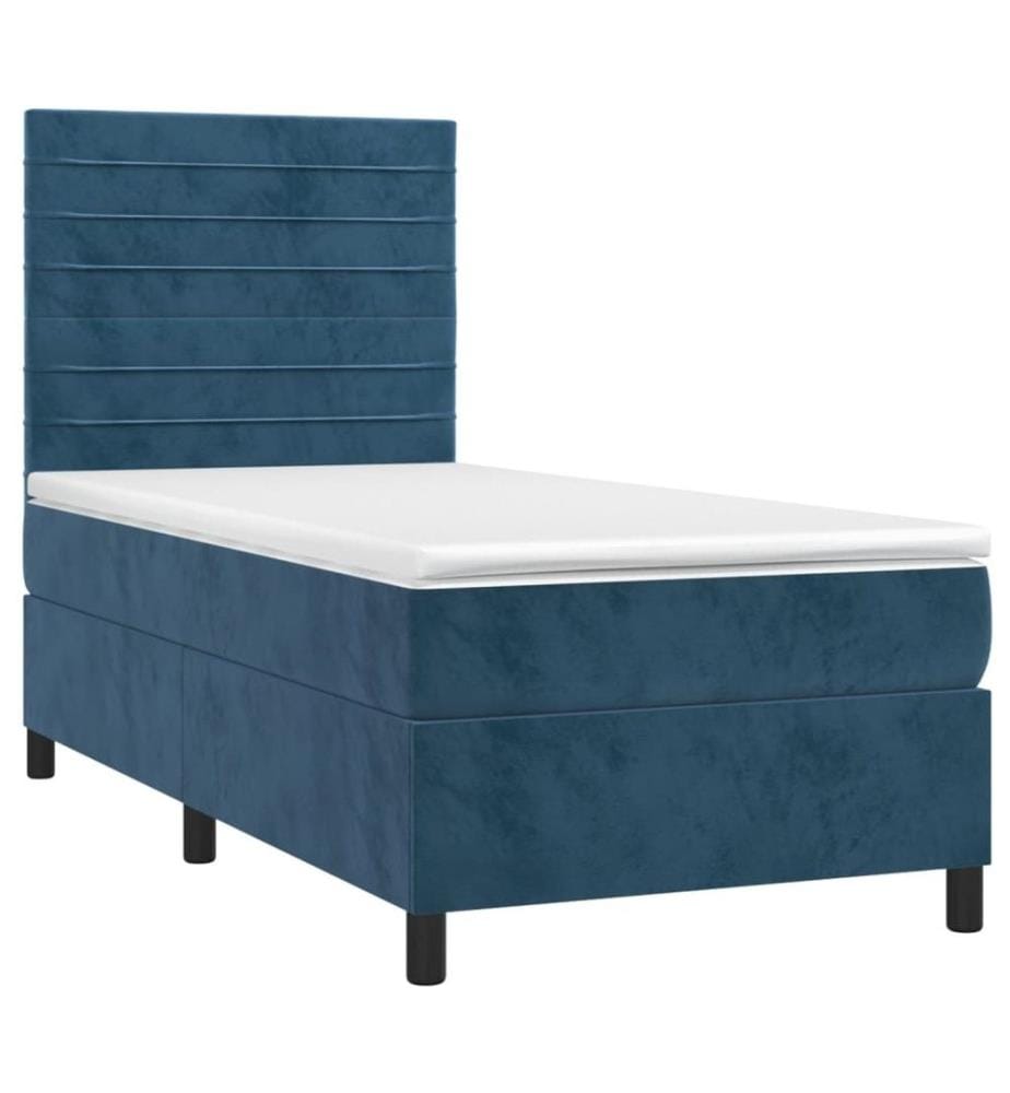 Boxspringbett mit Matratze & LED Dunkelblau 90x190 cm Samt