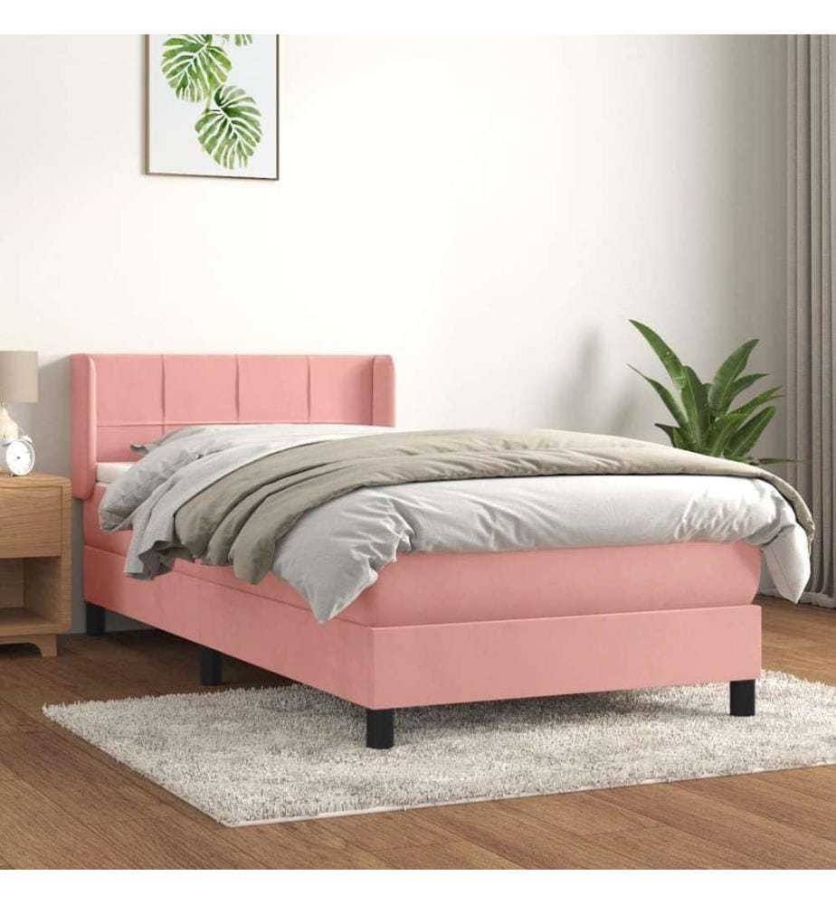 Boxspringbett mit Matratze Rosa 90x190 cm Samt