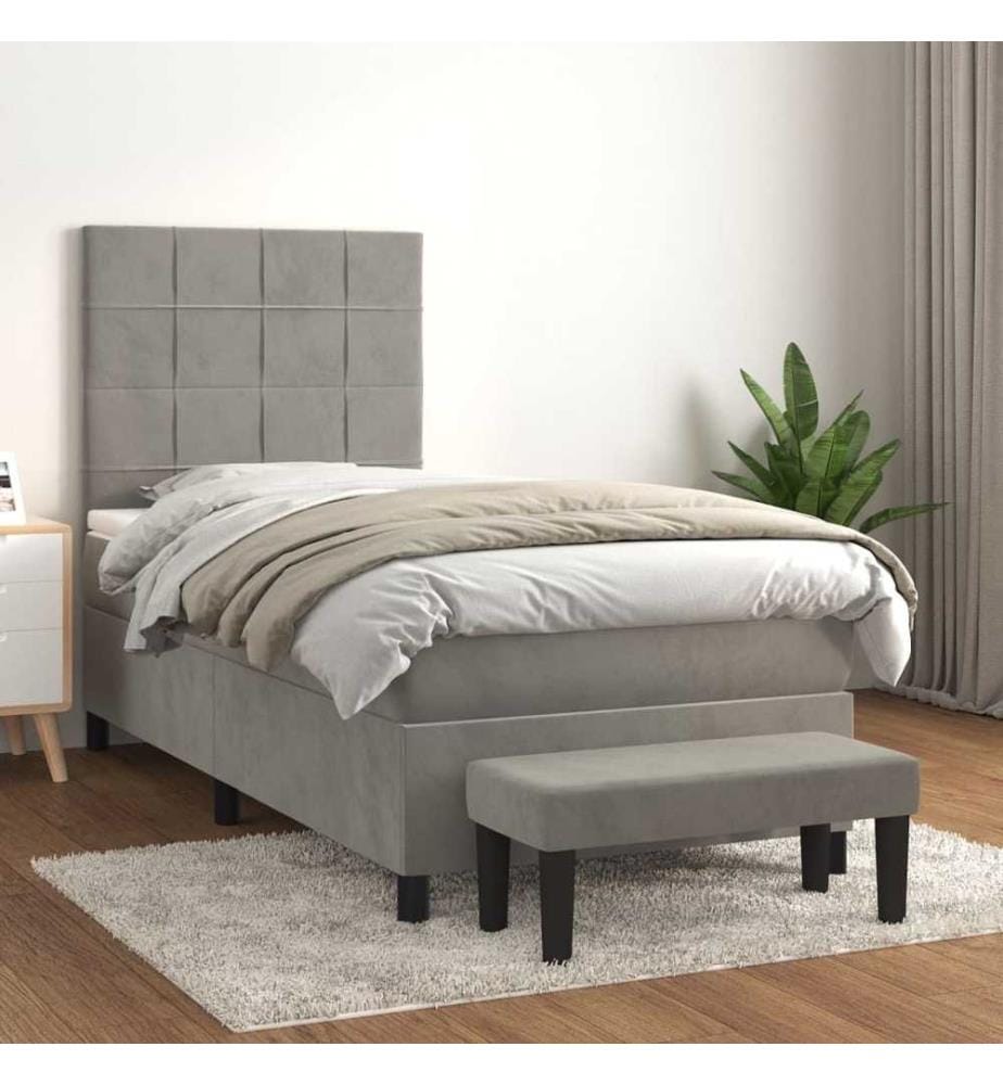 Boxspringbett mit Matratze Hellgrau 80x200 cm Samt
