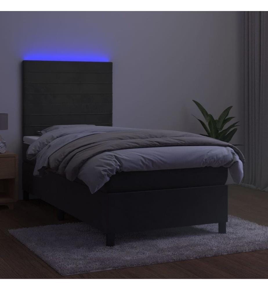 Boxspringbett mit Matratze & LED Dunkelgrau 80x200 cm Samt