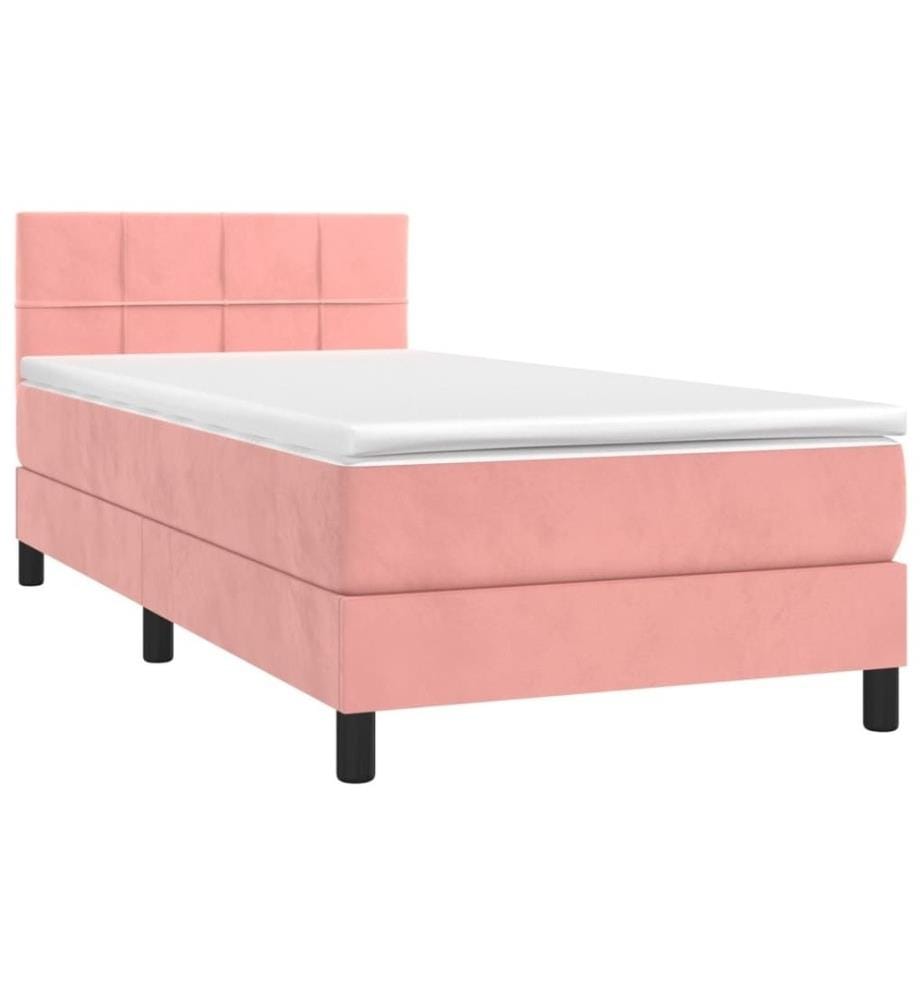 Boxspringbett mit Matratze Rosa 90x200 cm Samt