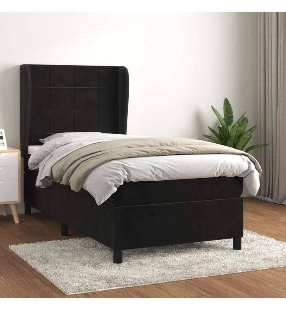 Boxspringbett mit Matratze Schwarz 80x200 cm Samt
