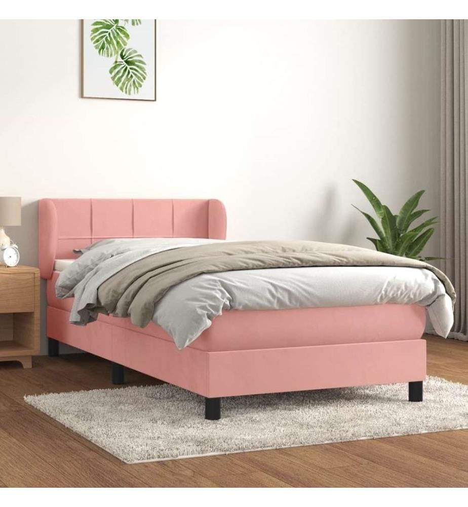 Boxspringbett mit Matratze Rosa 90x200 cm Samt