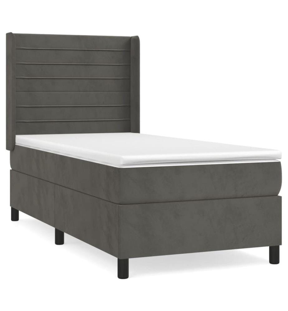 Boxspringbett mit Matratze Dunkelgrau 80x200 cm Samt