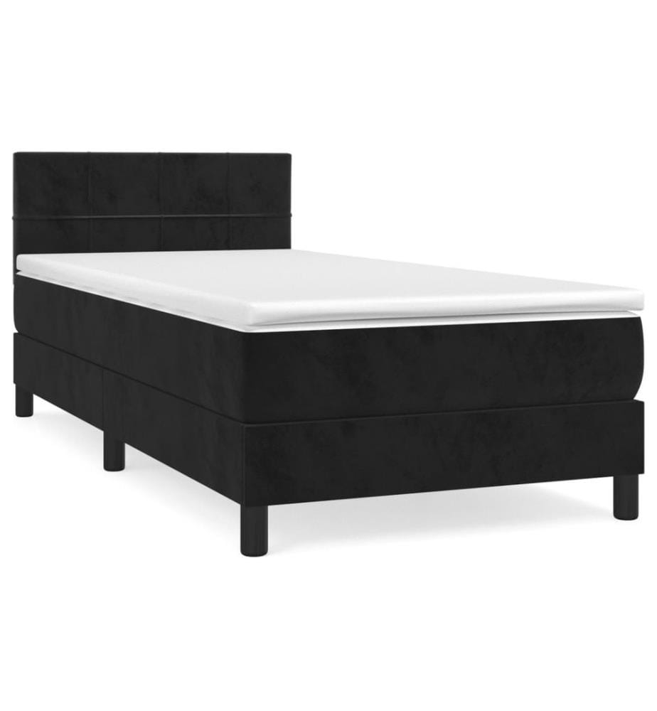 Boxspringbett mit Matratze Schwarz 90x190 cm Samt