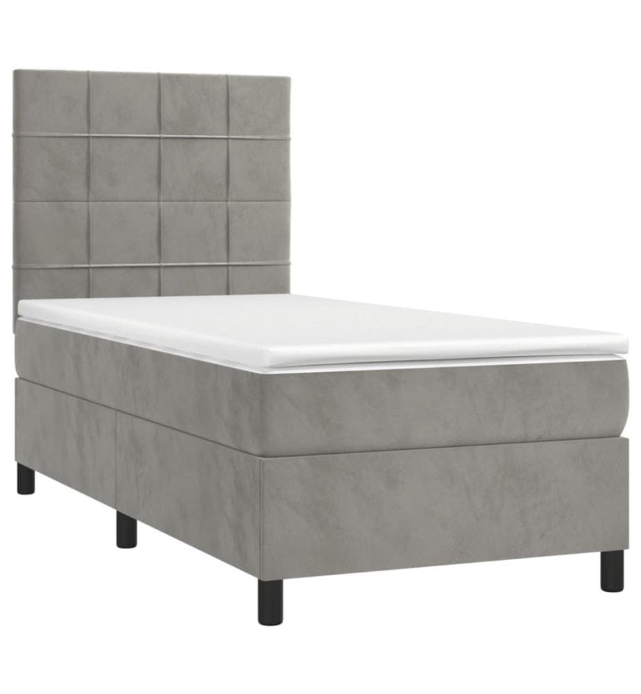 Boxspringbett mit Matratze & LED Hellgrau 80x200 cm Samt