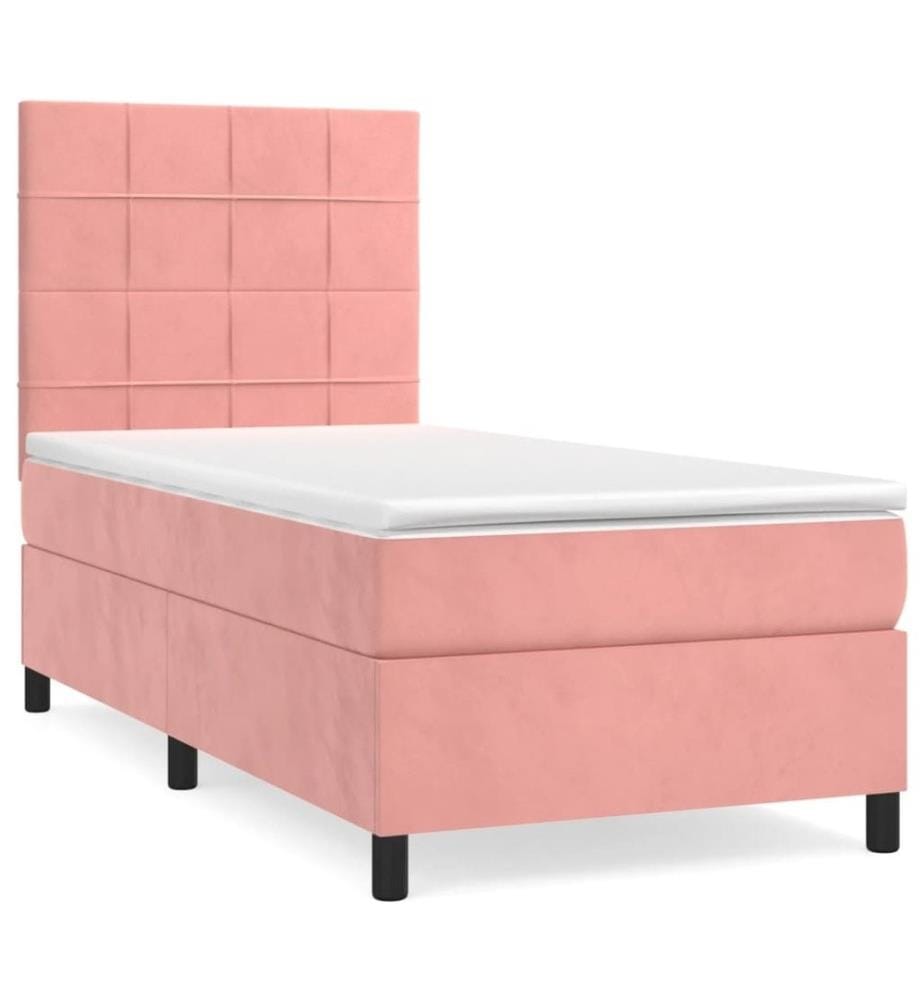 Boxspringbett mit Matratze Rosa 80x200 cm Samt