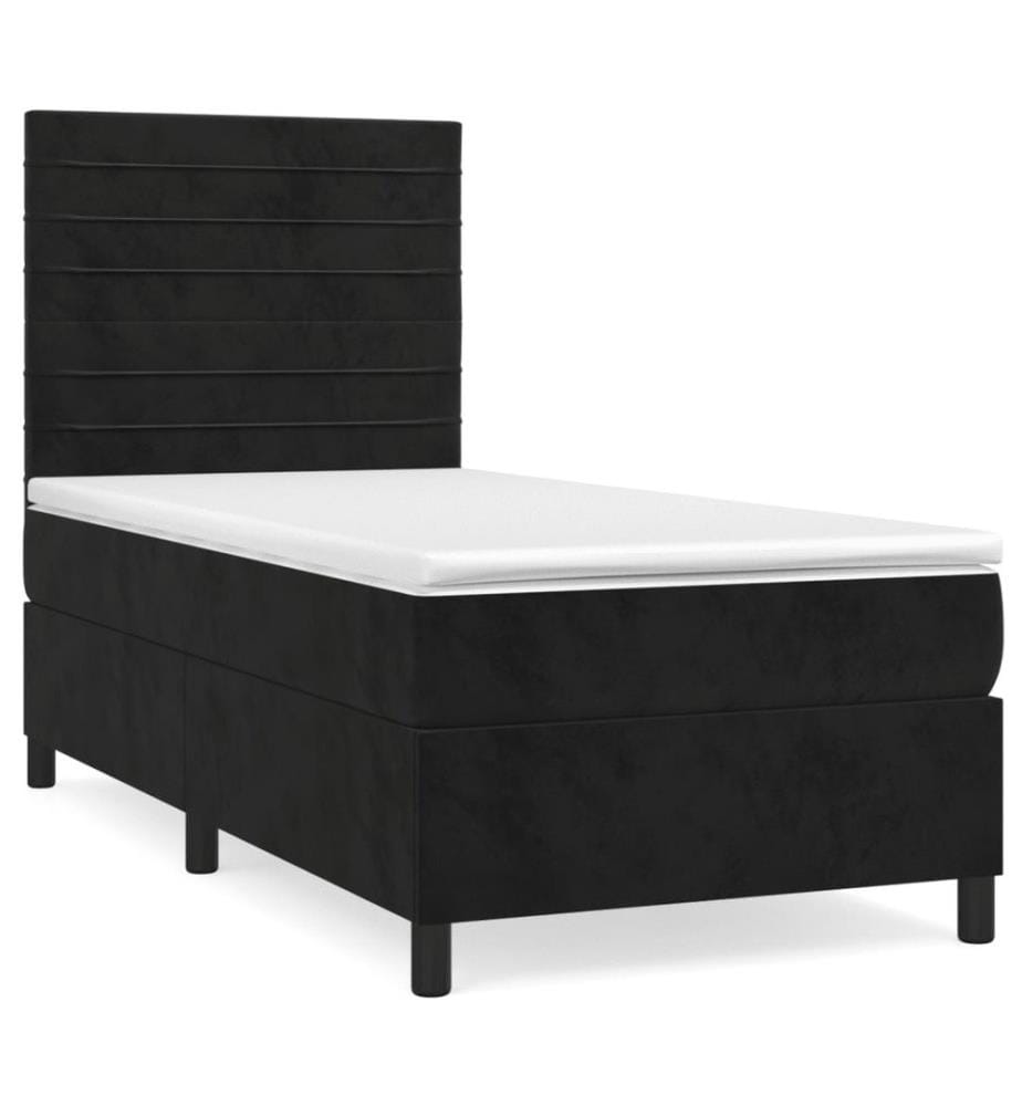 Boxspringbett mit Matratze Schwarz 100x200 cm Samt