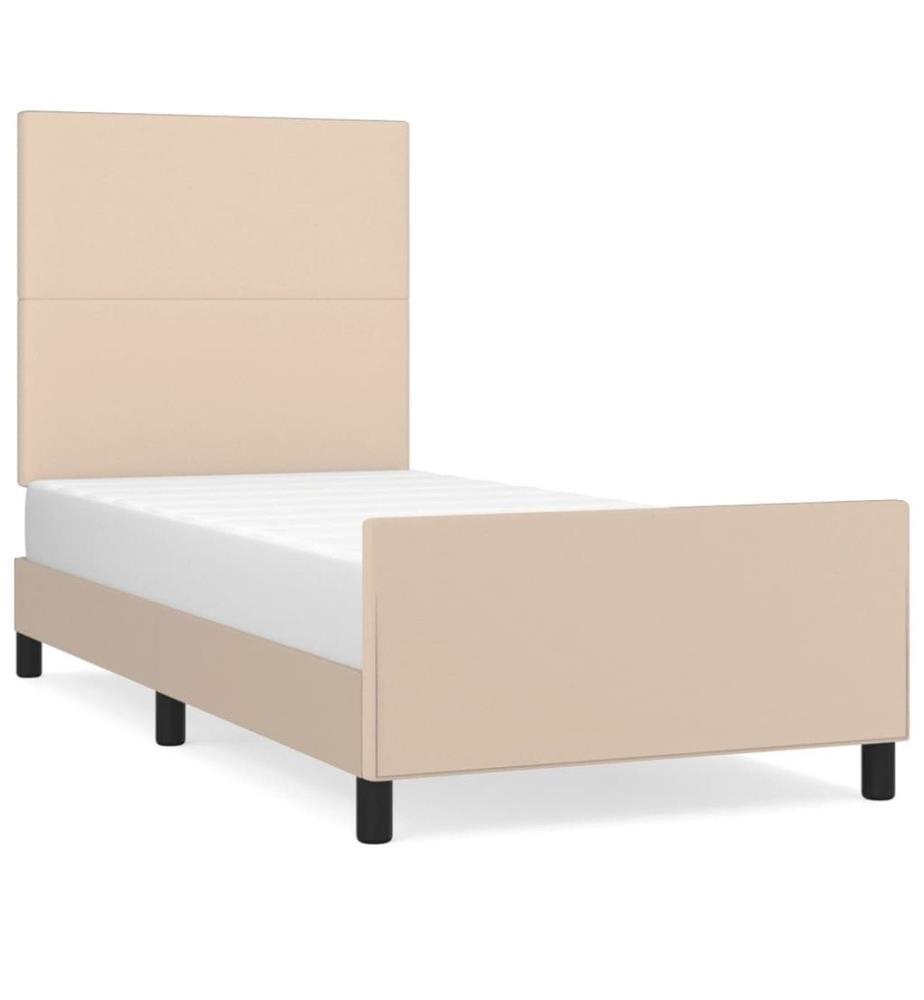 Bettgestell mit Kopfteil Cappuccino-Braun 90x190 cm Kunstleder