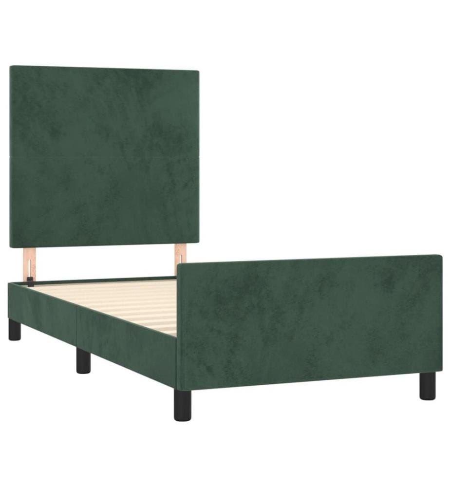 Bettgestell mit Kopfteil Dunkelgrün 80x200 cm Samt