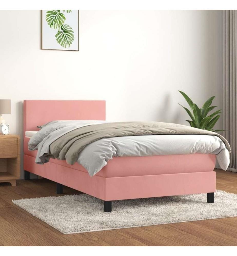 Boxspringbett mit Matratze Rosa 90x190 cm Samt