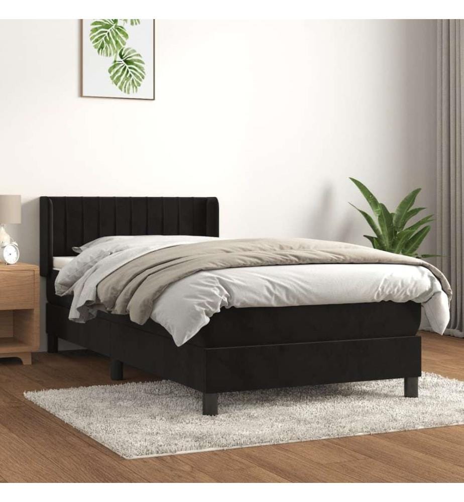 Boxspringbett mit Matratze Schwarz 90x190 cm Samt