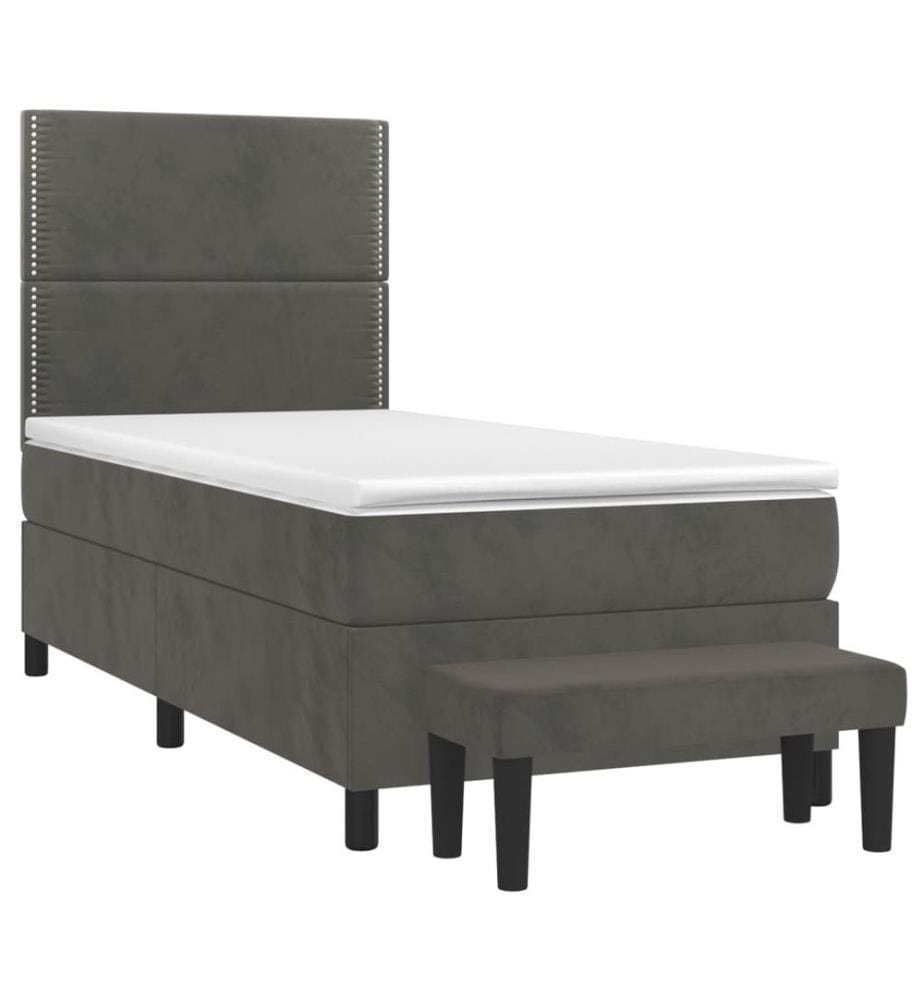 Boxspringbett mit Matratze Dunkelgrau 80x200 cm Samt