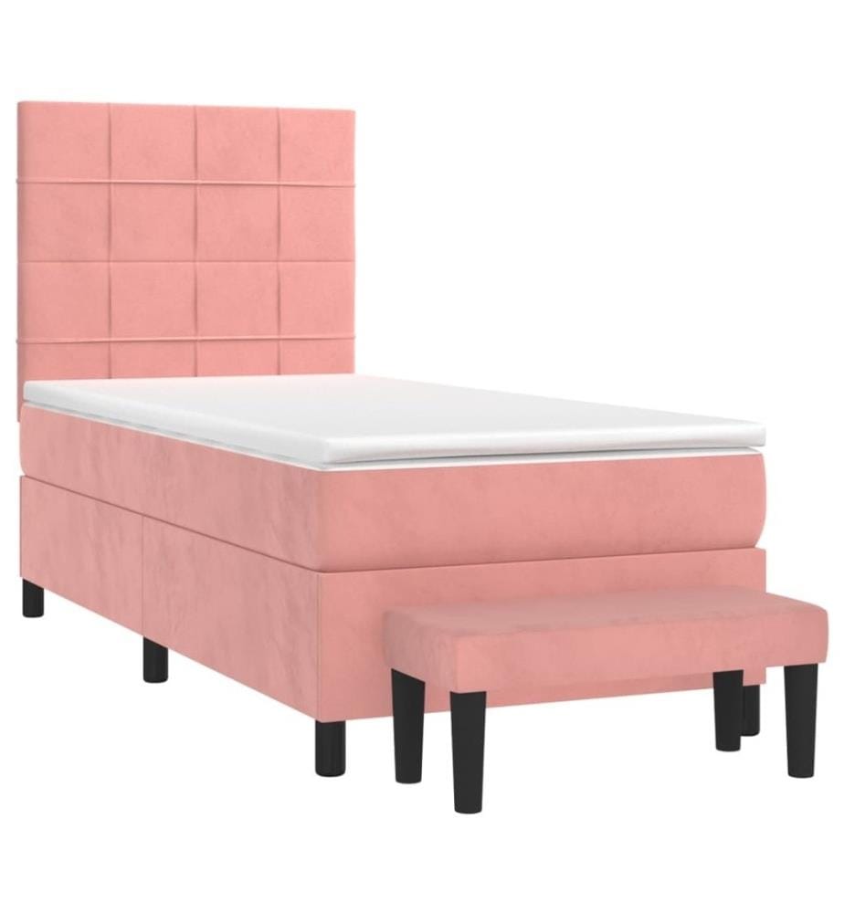 Boxspringbett mit Matratze Rosa 100x200 cm Samt