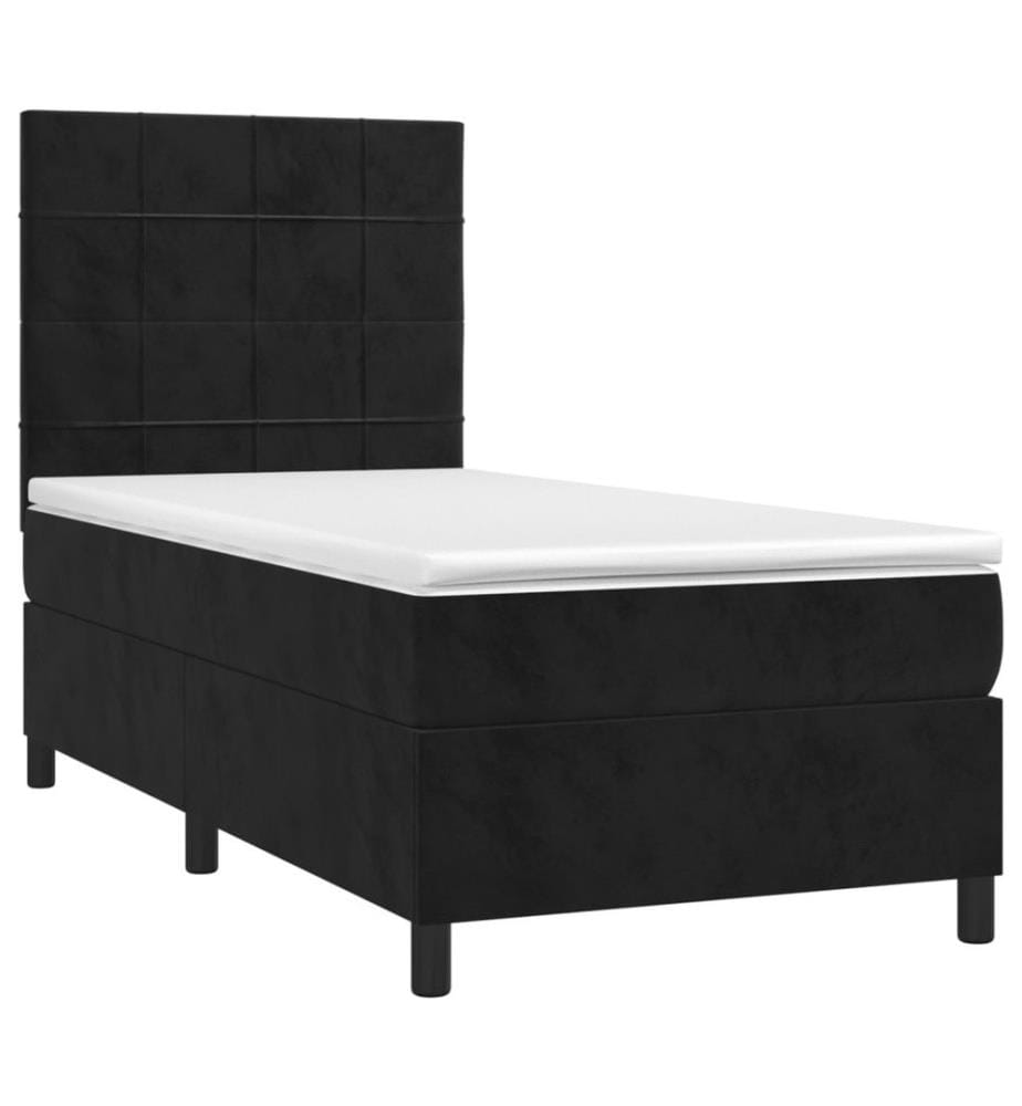 Boxspringbett mit Matratze Schwarz 100x200 cm Samt