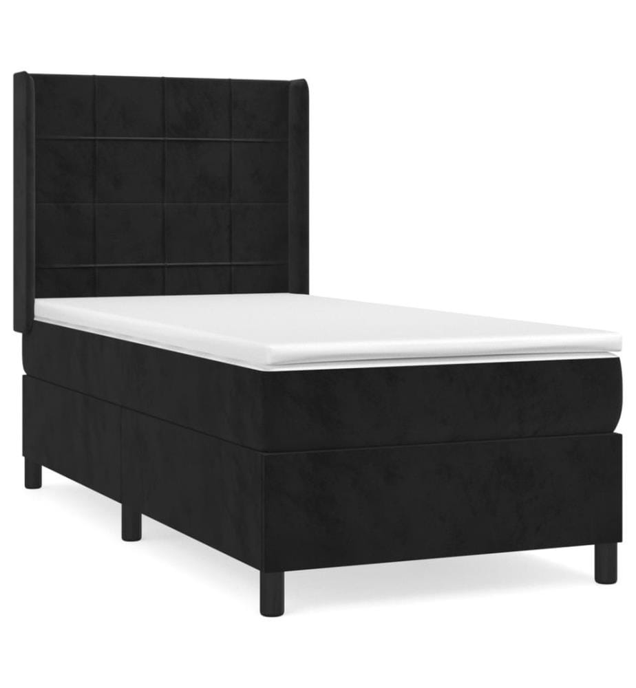 Boxspringbett mit Matratze Schwarz 100x200 cm Samt