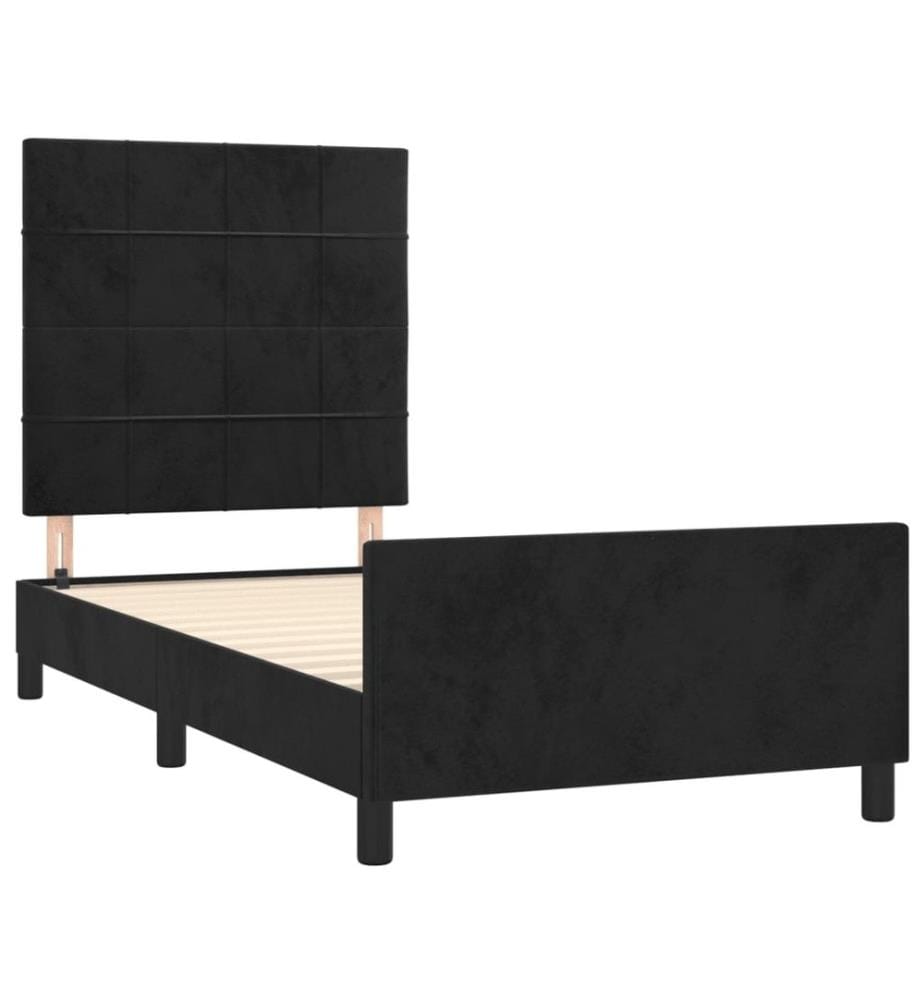 Bettgestell mit Kopfteil Schwarz 100x200 cm Samt