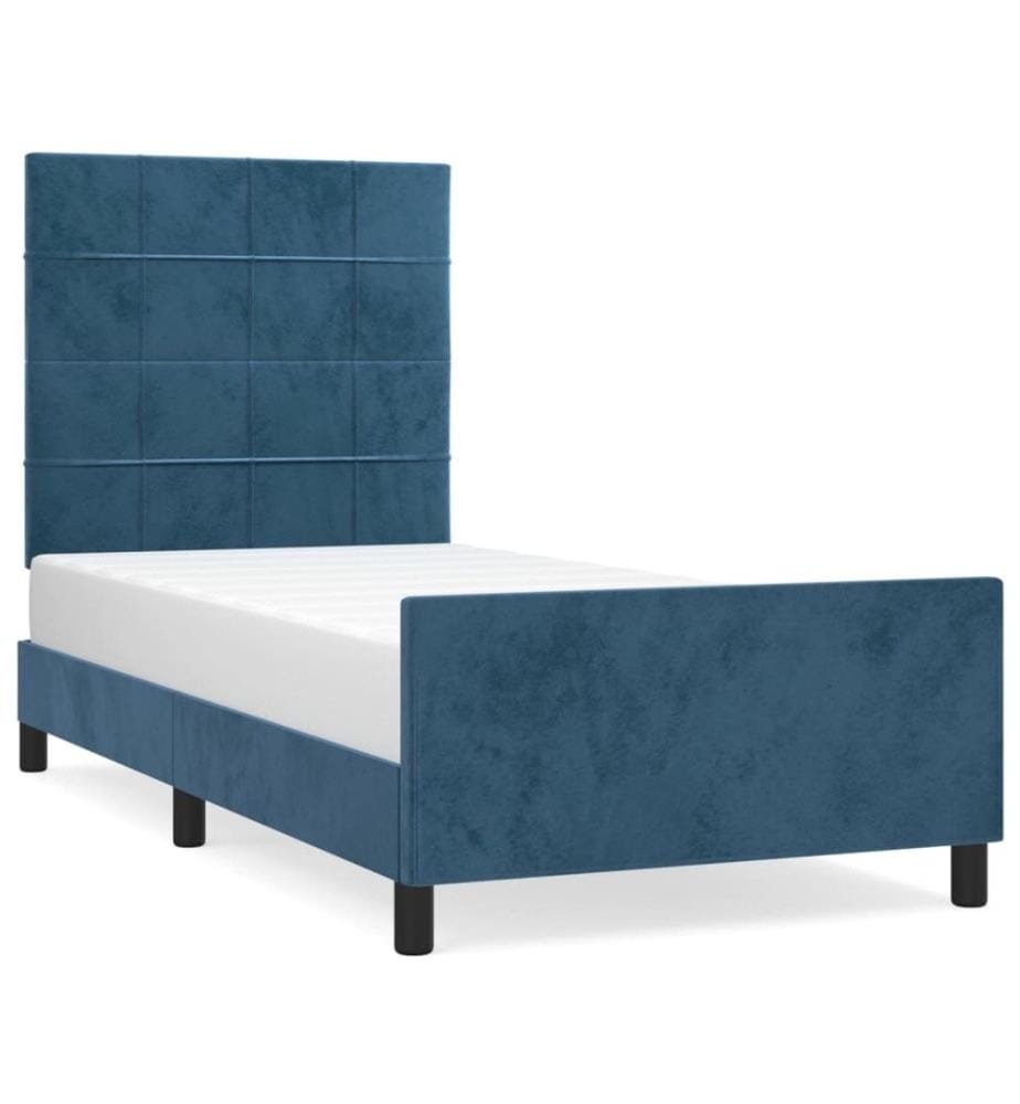 Bettgestell mit Kopfteil Dunkelblau 100x200 cm Samt