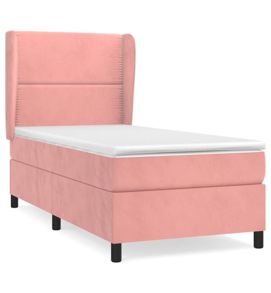 Boxspringbett mit Matratze Rosa 80x200 cm Samt