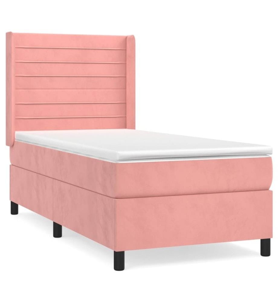 Boxspringbett mit Matratze Rosa 80x200 cm Samt