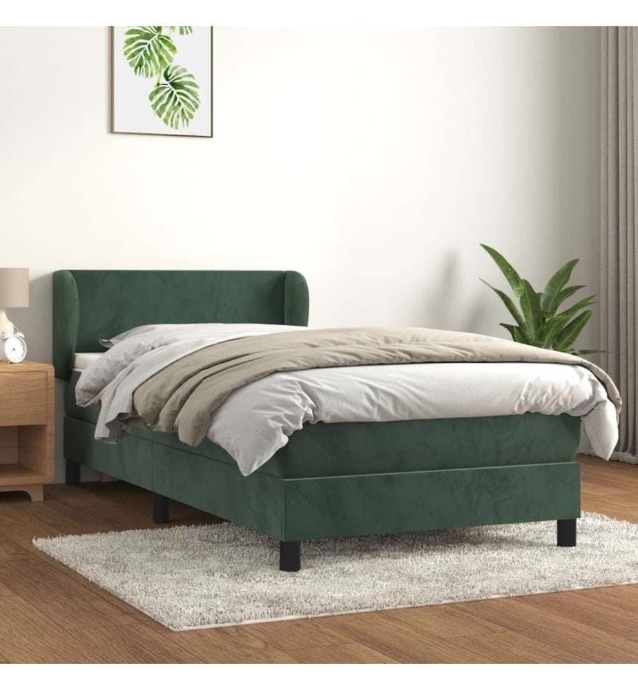 Boxspringbett mit Matratze Dunkelgrün 80x200 cm Samt