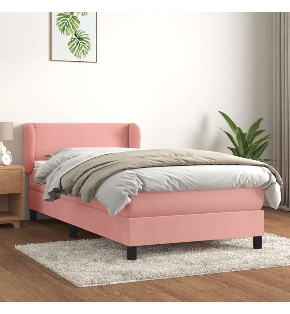 Boxspringbett mit Matratze Rosa 100x200 cm Samt