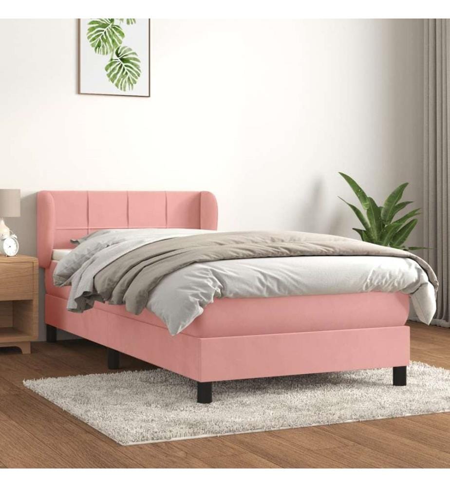 Boxspringbett mit Matratze Rosa 80x200 cm Samt