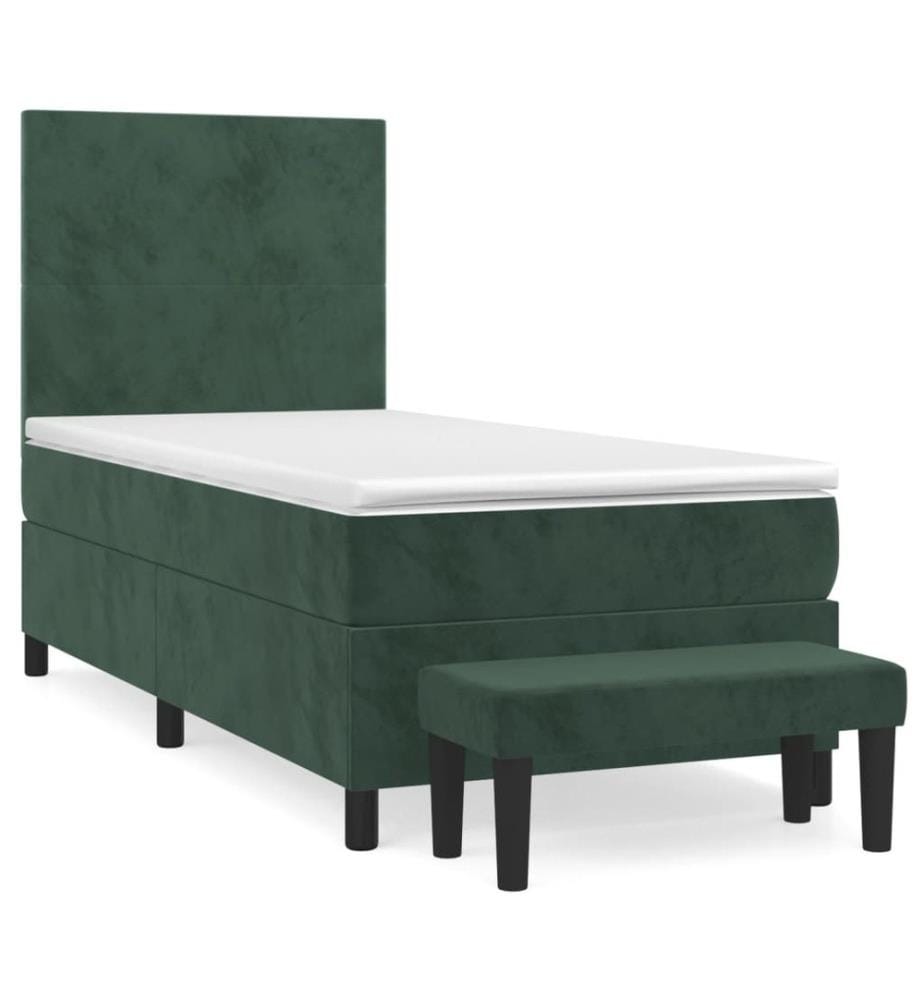 Boxspringbett mit Matratze Dunkelgrün 80x200 cm Samt