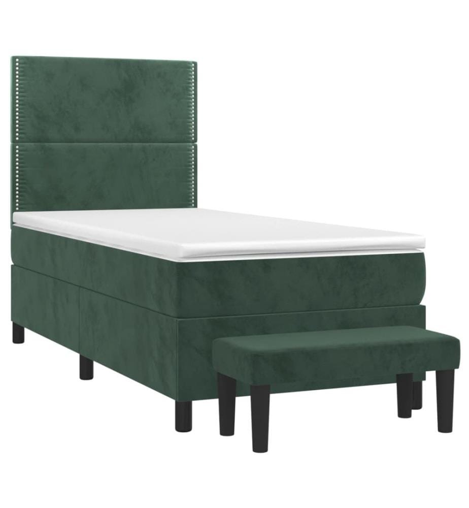 Boxspringbett mit Matratze Dunkelgrün 80x200 cm Samt