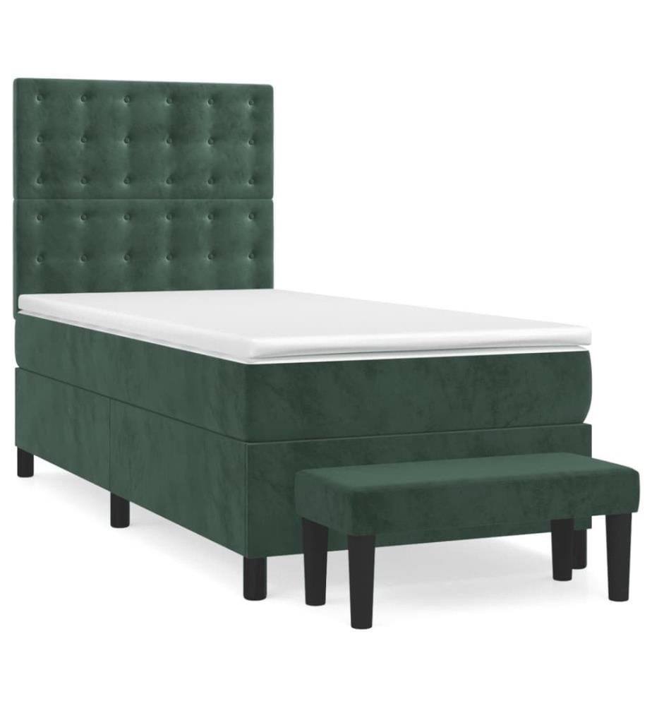Boxspringbett mit Matratze Dunkelgrün 80x200 cm Samt