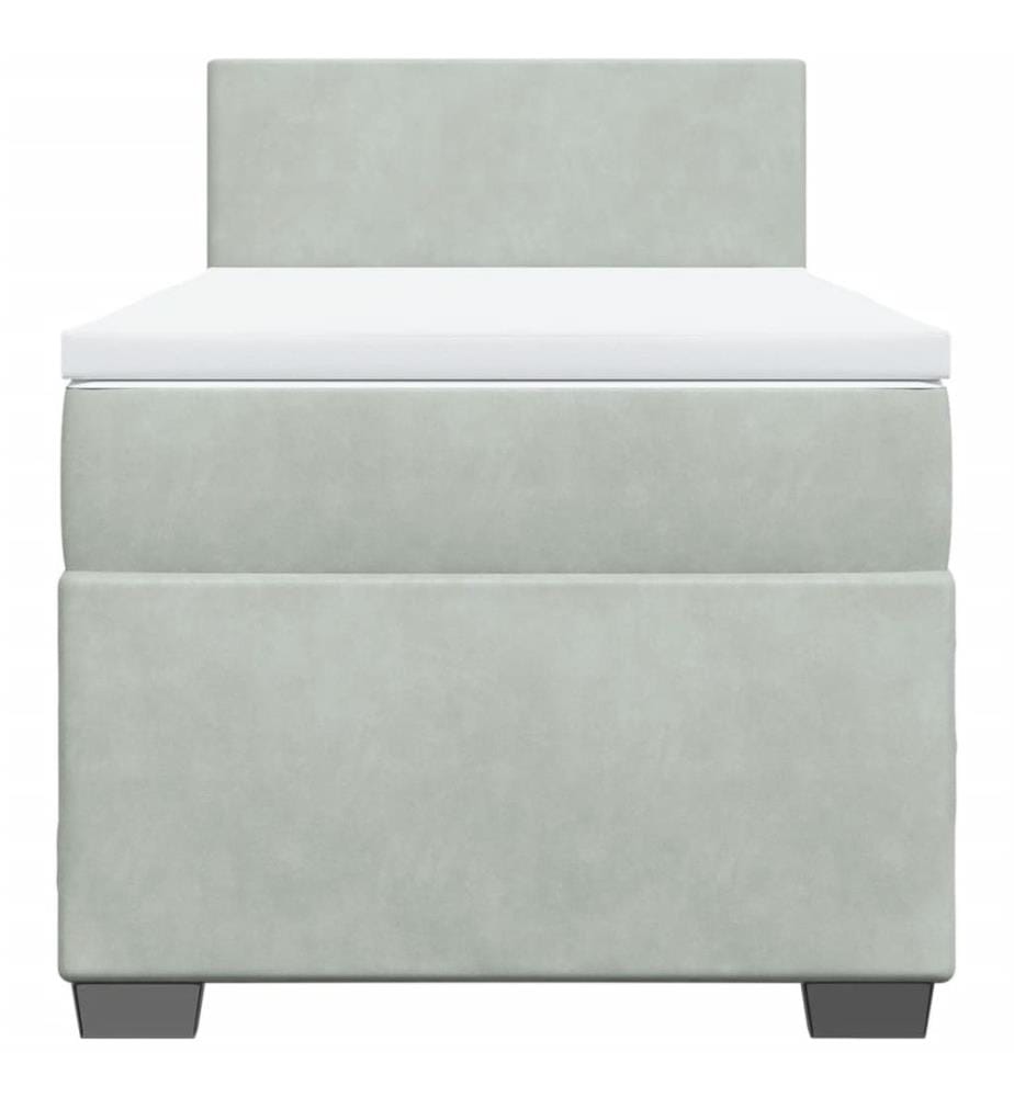 Boxspringbett mit Matratze Hellgrau 90x190 cm Samt