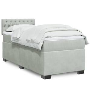 Sommier à lattes de lit et matelas Gris clair 90x190 cm Velours