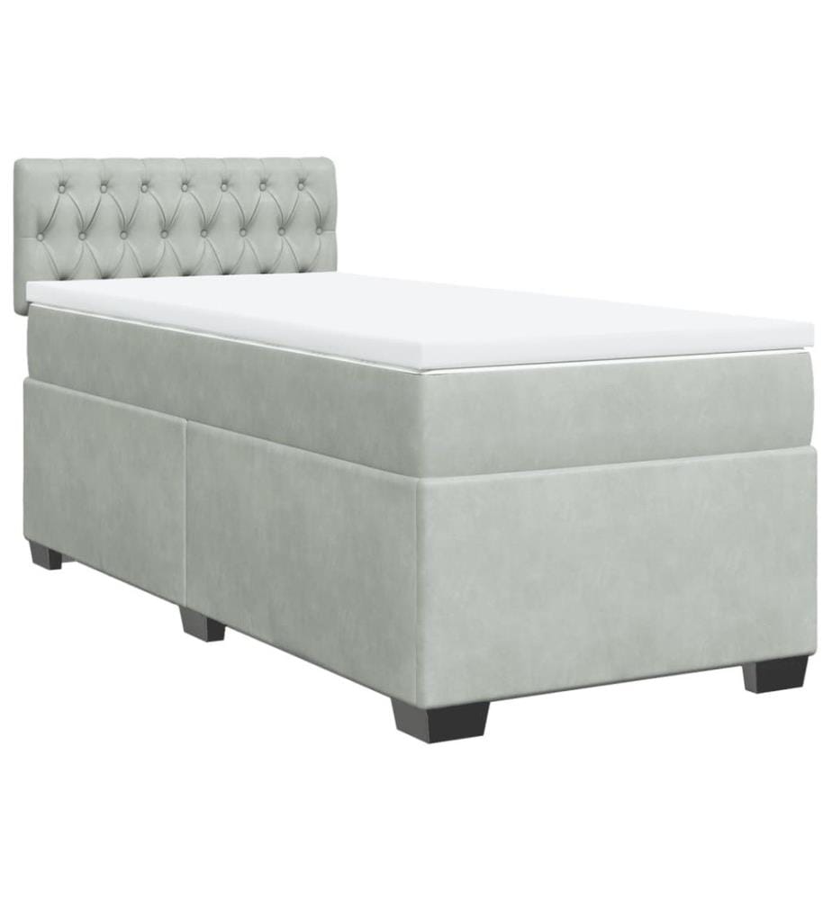 Boxspringbett mit Matratze Hellgrau 90x190 cm Samt