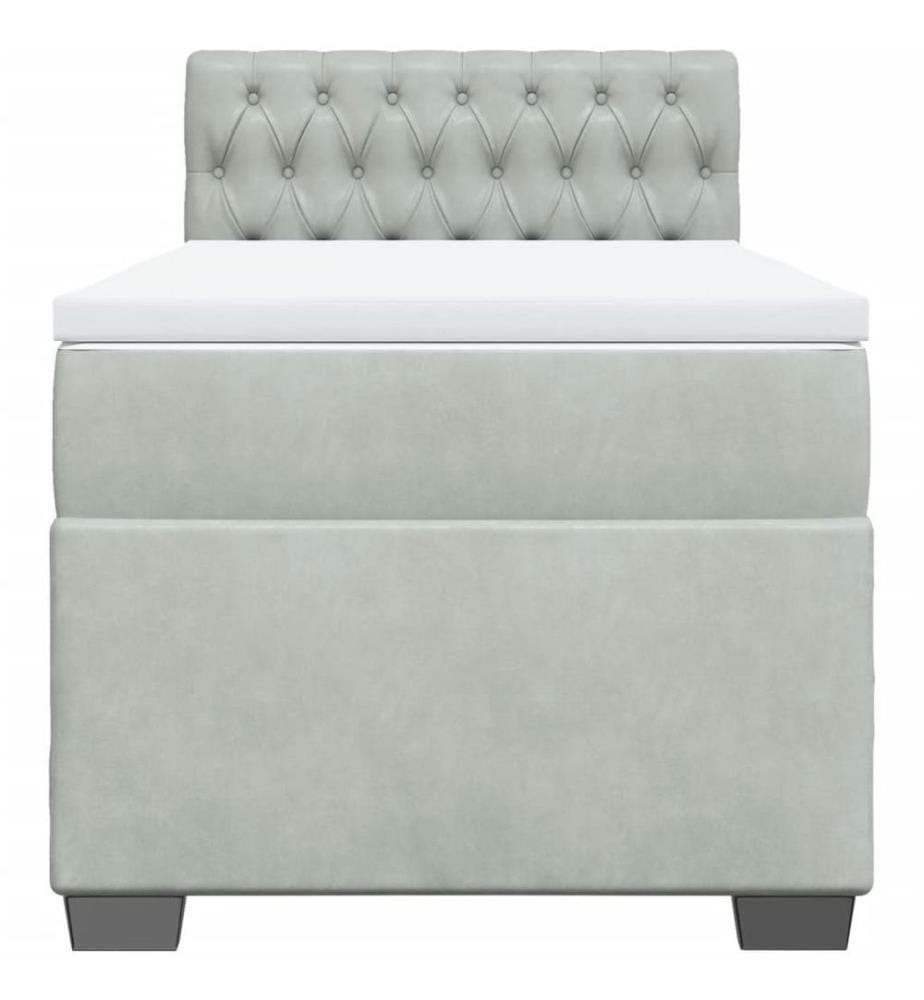 Boxspringbett mit Matratze Hellgrau 90x190 cm Samt
