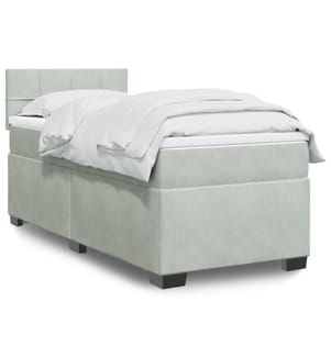 Sommier à lattes de lit et matelas Gris clair 90x190 cm Velours