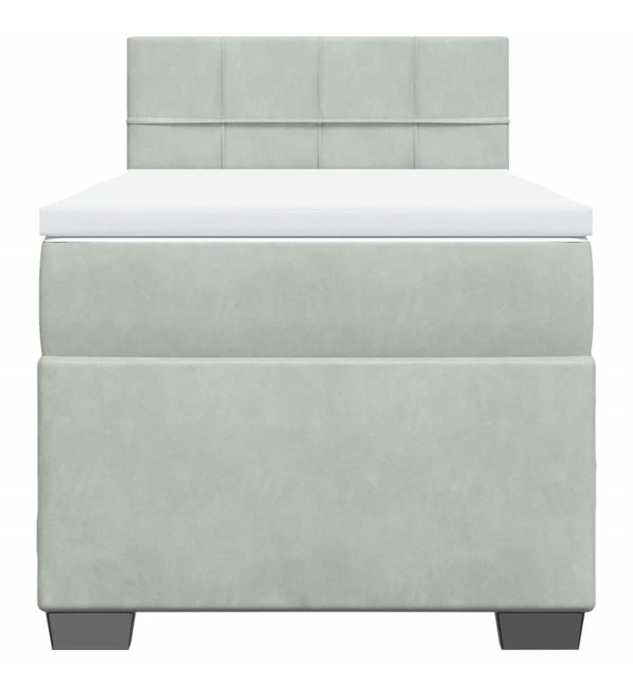 Boxspringbett mit Matratze Hellgrau 90x190 cm Samt