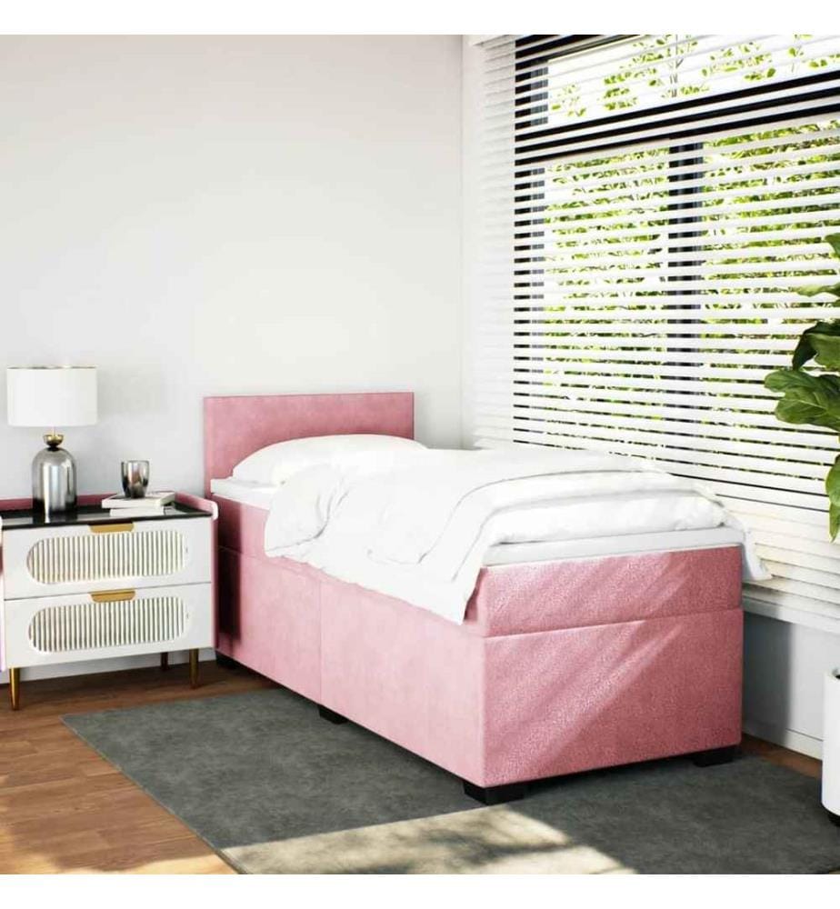 Boxspringbett mit Matratze Rosa 100x200 cm Samt
