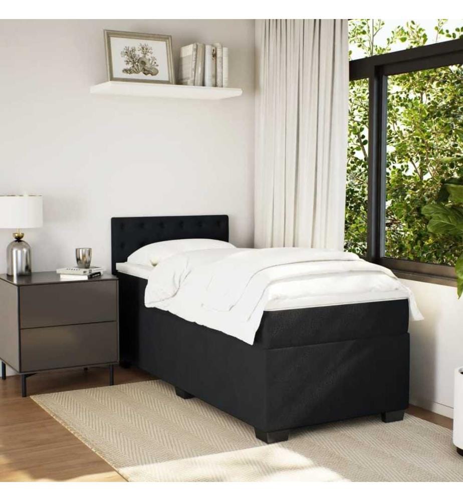 Boxspringbett mit Matratze Schwarz 100x200 cm Samt
